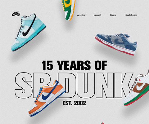 PC Webデザイン Nike - 15 Years of SB Dunk